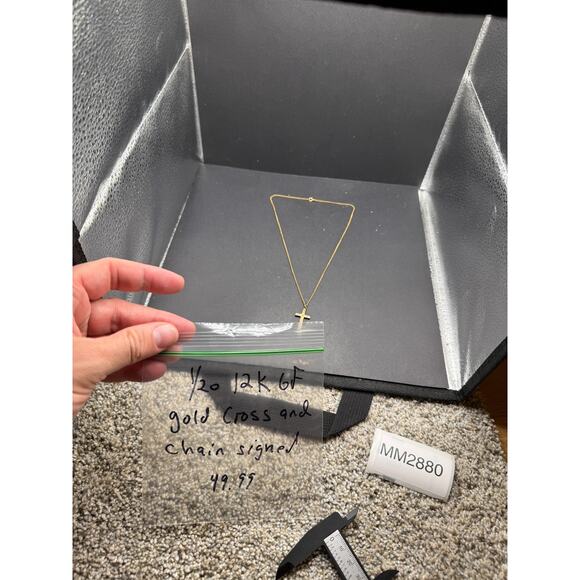 Vintage 1/20 12k GF chain With Etched Cross Pendant Chain Link Necklace 18" - Picture 11 of 12